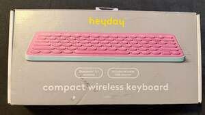 heyday Compact Wireless Keyboard Bluetooth 5.1 USB Receiver - Candy Pink